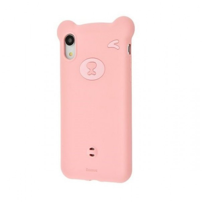 Чехол Baseus для iPhone XR Bear Silicone Pink