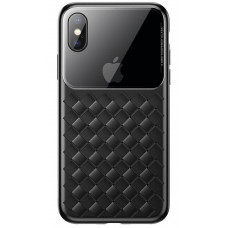 Cover of Baseus for iPhone XS Max Glass & Weaving Black