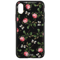 WK cover for the Apple iPhone XS/X WPC-061 Flowers RD/BK