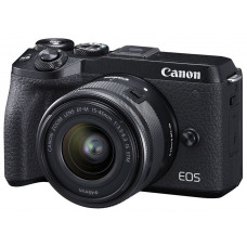 CANON EOS M6 II 15-45 IS STM Black camera + EVF-DC2 (3611C053) view-finder