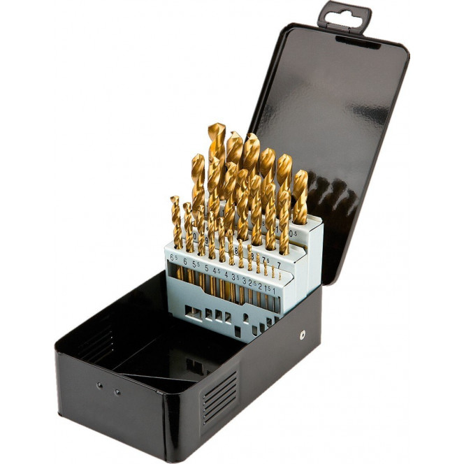 Metal drills of Graphite HSS TIN of 1.0-13.0 mm, set of 25 pieces.