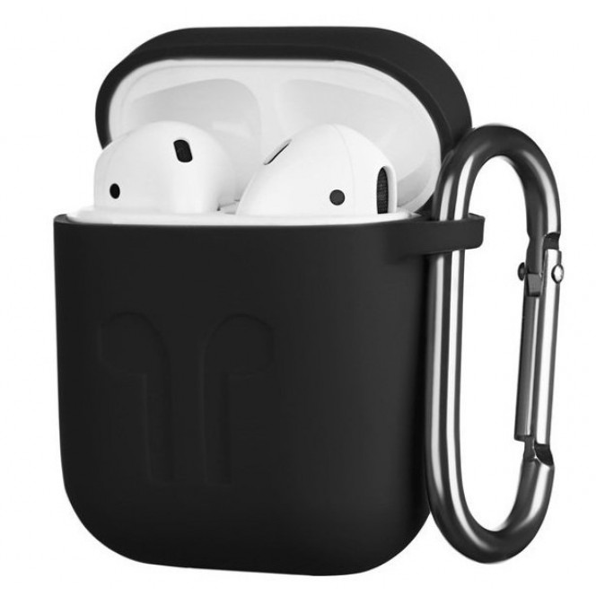 Cover 2E for AirPods Pure Color Silicone Imprint Black Apple