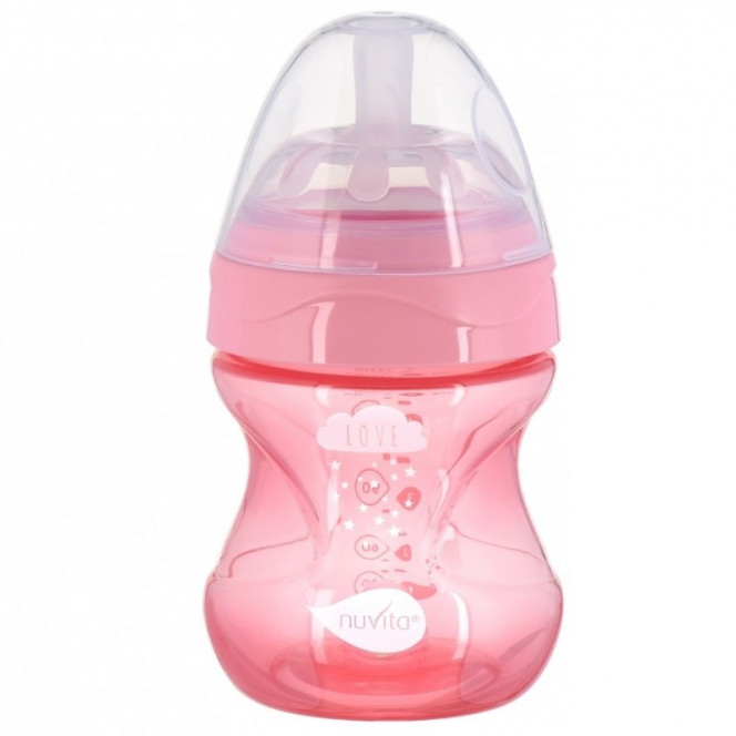 Small bottle for feeding of Nuvita NV6012 Mimic Cool of 150 ml 0 m + Antikolikovaya, pink (NV6012PINK)