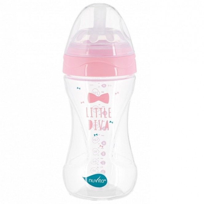 Small bottle for feeding of Nuvita NV6031 Mimic Collection of 250 ml 3 m + Antikolikovaya, pink (NV6031ROSA)