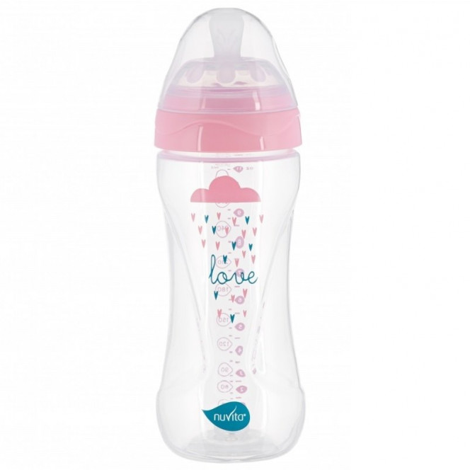 Small bottle for feeding of Nuvita NV6051 Mimic Collection of 330 ml 4 m + Antikolikovaya, pink (NV6051ROSA)