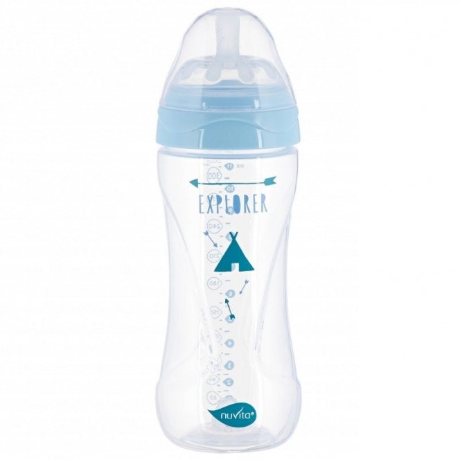 Small bottle for feeding of Nuvita NV6051 Mimic Collection of 330 ml 4 m + Antikolikovaya, blue (NV6051AZZURO)