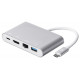 Адаптер 2E Type C to USB 3.0+Gigabit Ethernet+HDMI+USB Type C, 0.15m, silver