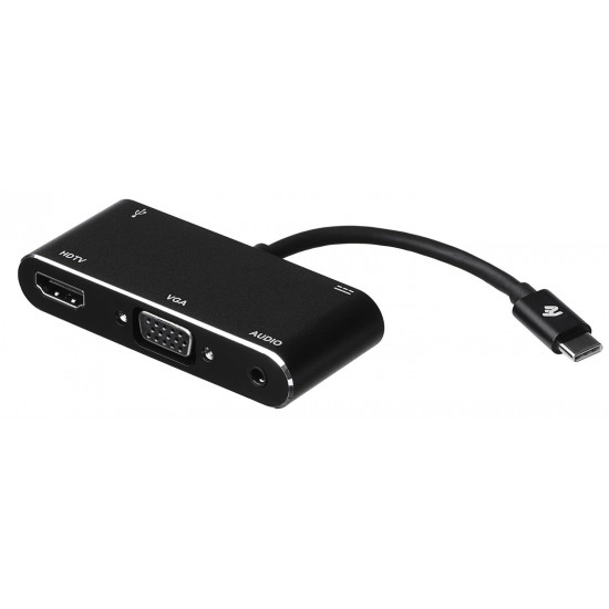 Адаптер 2E Type C to USB 3.0+AUX+HDMI+VGA+USB Type C, 0.15m, black