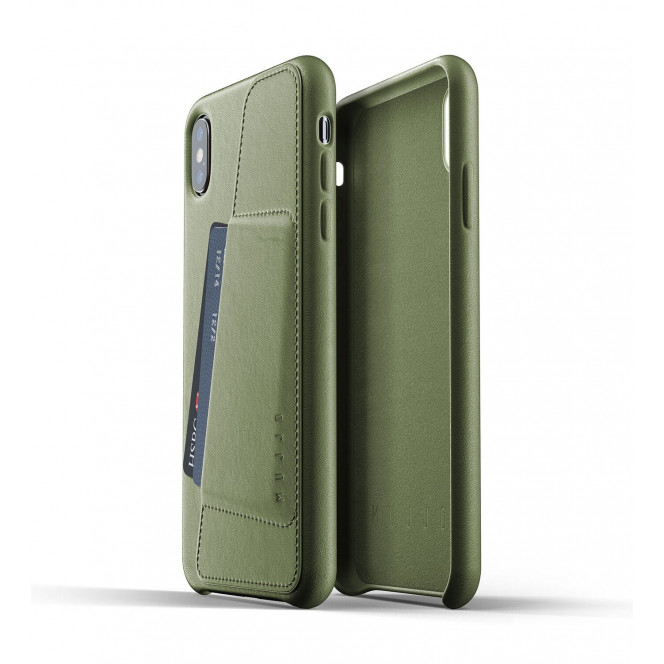 Cover leather MUJJO for iPhone Xs Max Full Leather Wallet Olive