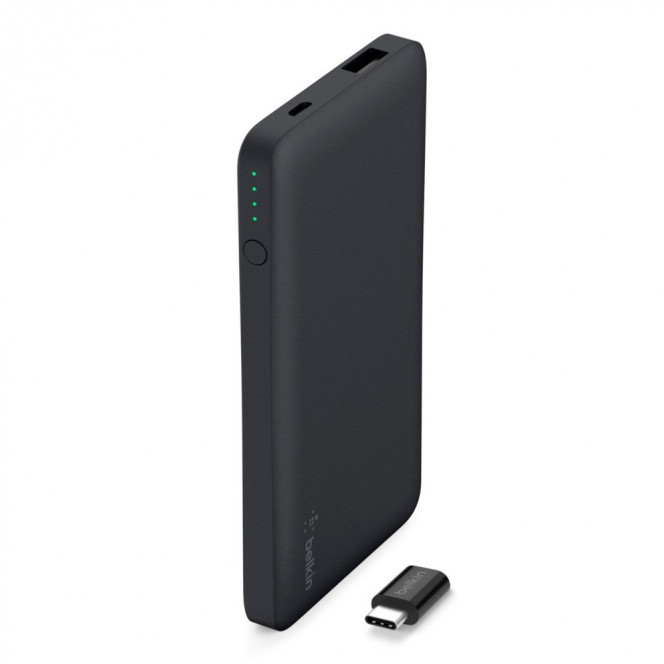 Portable accumulator of Belkin of 5000 mAh, Pocket Power 5V 2.4A, USB-C adapter, black