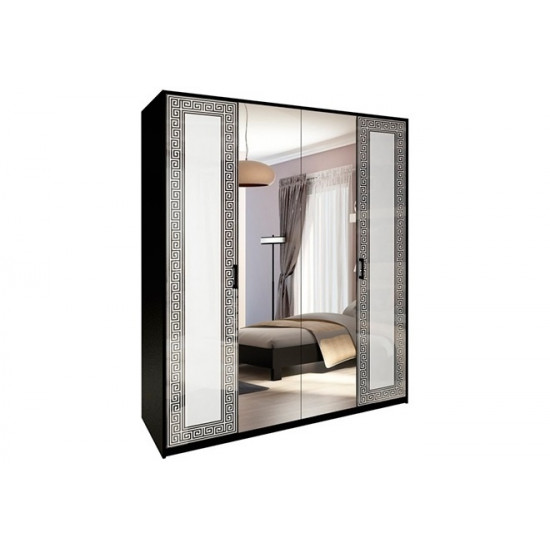 Wardrobe MiroMark Viola 4D (mirror) 183x212.5x55 black/white gloss