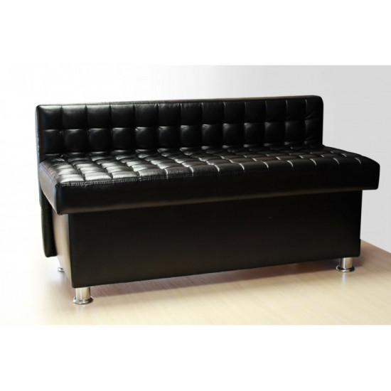 Sovalle Glasgow bench with drawer, black eco-leather 0128-03