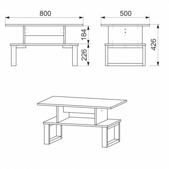 Coffee table Kompanit Loft-2 Wenge dark (80x50x42.6 cm)