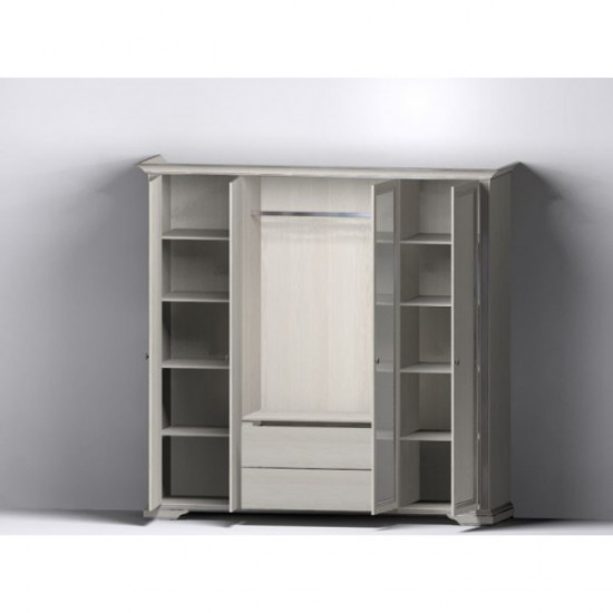 Bedroom wardrobe made of chipboard and MDF 4D (2S) White Gerbor silver pine