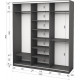 Three-door wardrobe Roko 239.2x242x60 cm chipboard + Mirror Gray (20200027537)