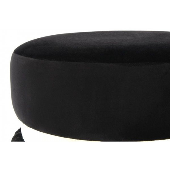 Fringed Pouf Kayoom Rebecca 225 Black Round (J7T85-BLK)