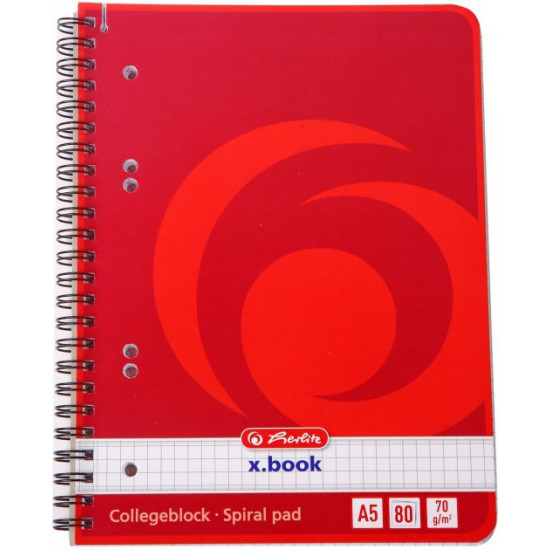 Notepad Herlitz X Book A5 checkered 80 sheets Red (297531)