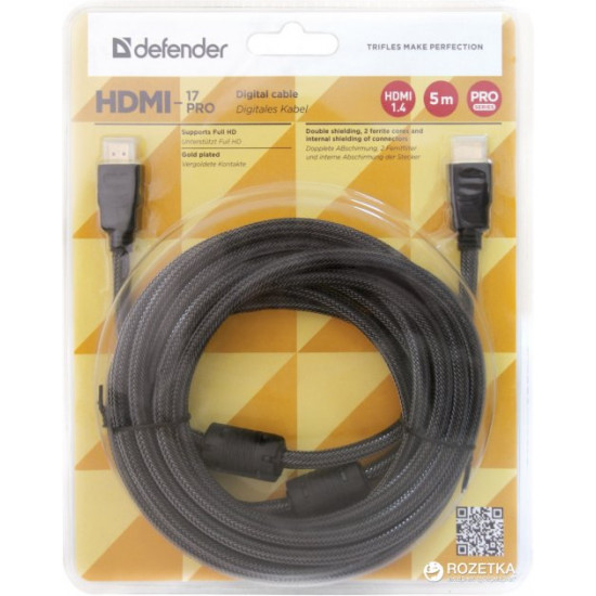  Цифровой кабель Defender HDMI-17PRO HDMI M-M, ver1.4 5 м (87460)