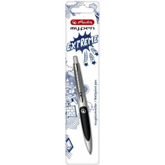  Ручка шариковая Herlitz My.Pen Extreme White-Black Белый корпус Синяя (50028306)