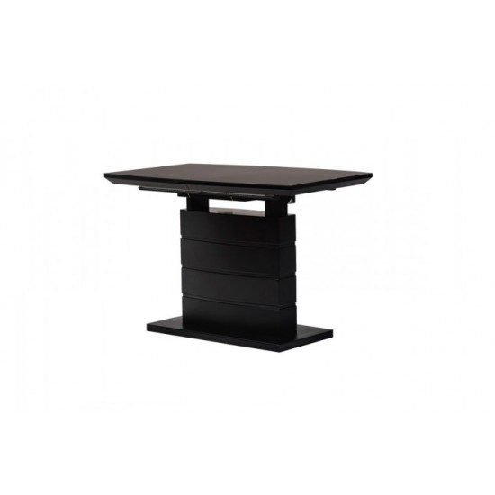 Folding dining table MDF + glass TMM-50-2 Vetro Mebel Matt black