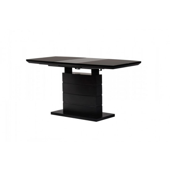 Folding dining table MDF + glass TMM-50-2 Vetro Mebel Matt black