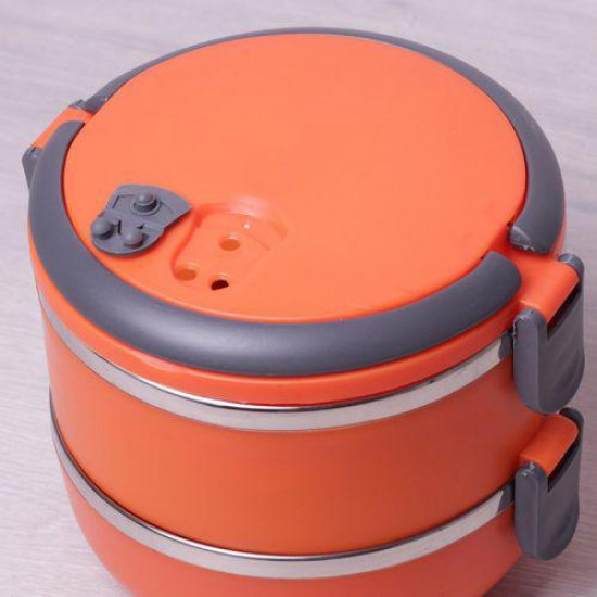 Food thermos container 2 x level / Lunch box Empire EM1515, orange