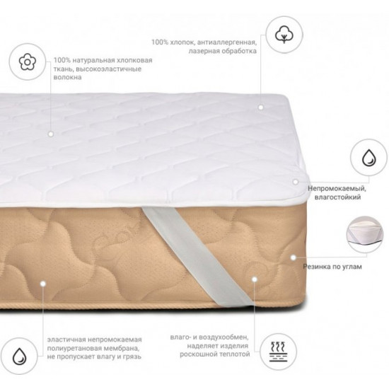 Mattress cover MirSon 953 Natural Line Standard Eco 80x190 (2200000834850)