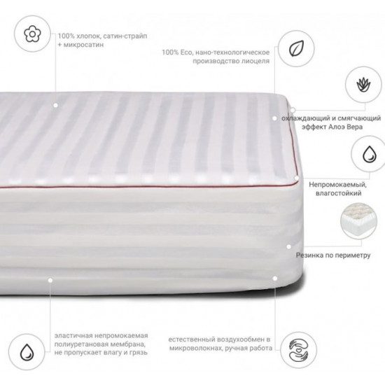 Mattress cover MirSon Deluxe Tencel (Modal) Aloe Vera 316 70x140 (2200000355690)