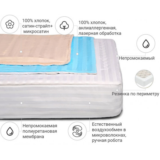 Anti-allergenic mattress cover MirSon Carmela Waterproof Eco 233/2 70x130 (2200000362230)