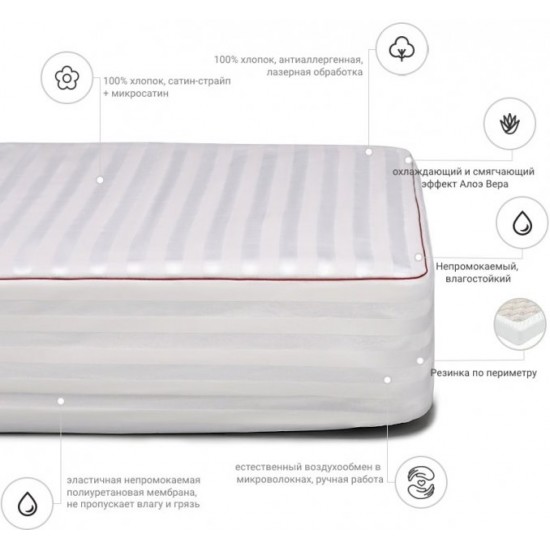 Anti-allergenic mattress cover MirSon DeLuxe Eco Aloe Vera 231 120x190 (2200000375025)