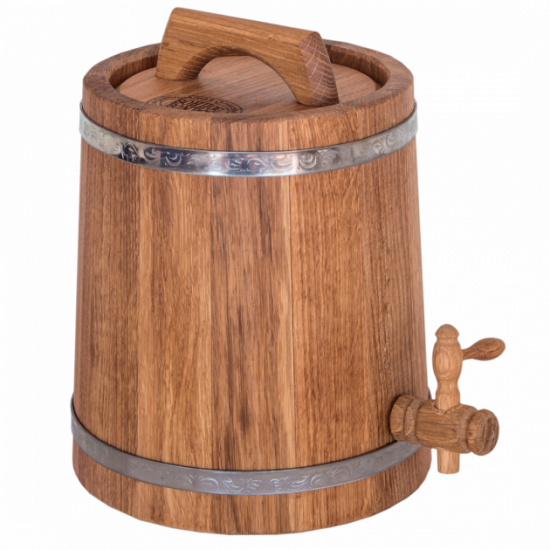 Oak barrel (jug) 5 l for wine, cognac (stainless steel hoop) Bonpos ZhBR5NZH