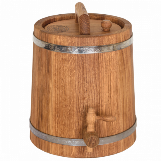 Oak barrel (jug) 5 l for wine, cognac (stainless steel hoop) Bonpos ZhBR5NZH