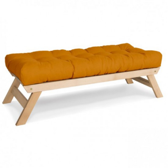 Bench for the living room made of solid beech wood Allegro Woodman natural/orange