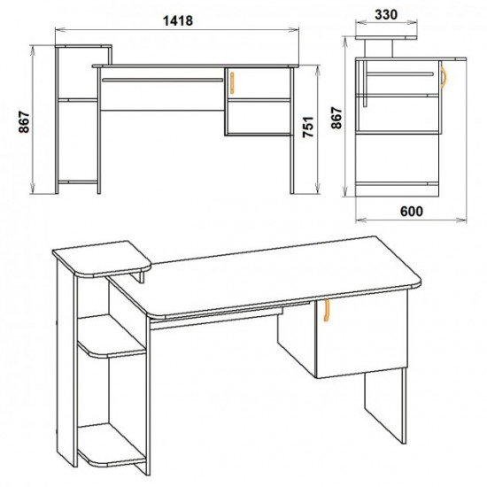 Computer table Kompanit SKM-3 ecco walnut