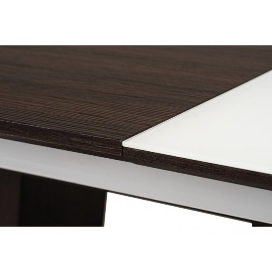 Folding glass dining table Vetro TML-521 color white + wenge