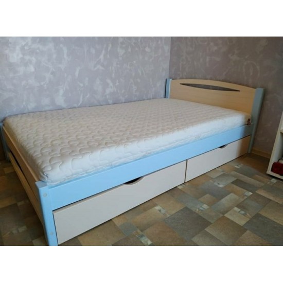 Single bed RainbowDream Animona 90x190 cm vanilla blue solid alder, with drawers