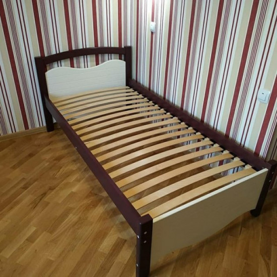 Single bed RainbowDream Fabertino 90x190 cm white and burgundy solid alder, without drawers