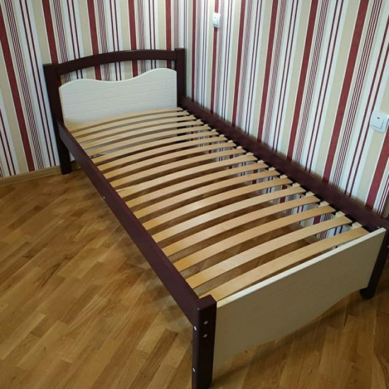 Single bed RainbowDream Fabertino 90x190 cm white and burgundy solid alder, without drawers