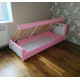 Single bed RainbowDream Novus 80x200 cm white and pink solid alder, with lifting mechanism