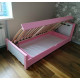 Single bed RainbowDream Novus 80x200 cm white and pink solid alder, with lifting mechanism