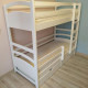 Bunk bed RainbowDream Milana 80x190 cm cream solid alder, with drawers and side