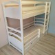 Bunk bed RainbowDream Milana 90x200 cm cream solid alder, with drawers and side