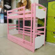 RainbowDream Firina bunk bed 90x200 cm pink and white solid alder, with drawers