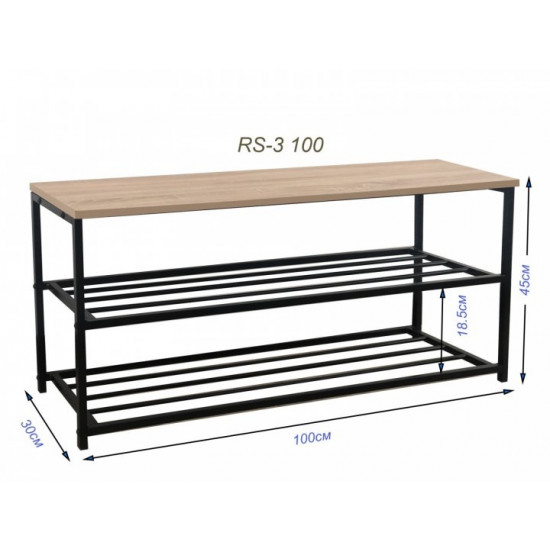 Shoe rack RS-100 Sonoma oak truffle Black