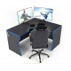 Corner gaming table Tron-2 Zeus black + blue