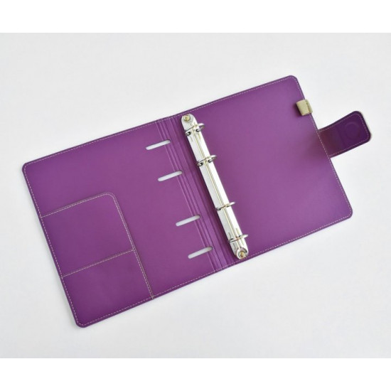 Organizer cover with rings, purple, for notepad, diary, planner, A5, eco leather, Unbranded