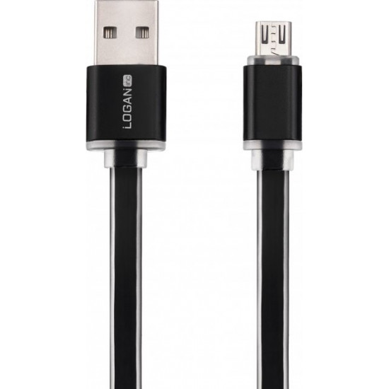 Кабель Logan USB-A 2.0 - microUSB 1 м Black (EL117-010BK)