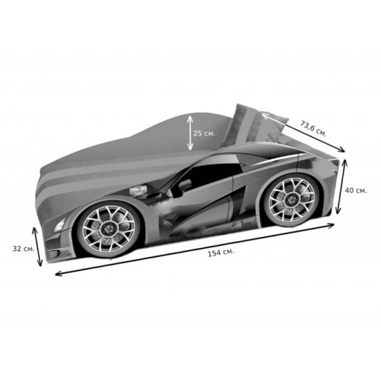 Bed car Viorina Deko BMW Elite with lifting mechanism 150x70 cm. graphite