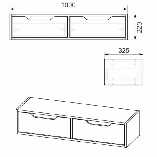 Wall mounted dressing table Companit Trumo-11 Alder (100x32.5x22 cm)