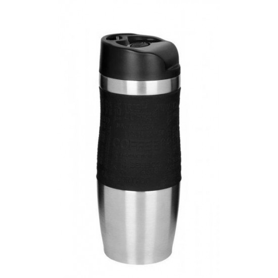 Round stainless steel thermal mug V 380 ml